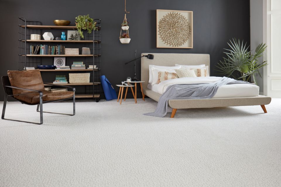 timeless white carpet flooring in bedroom